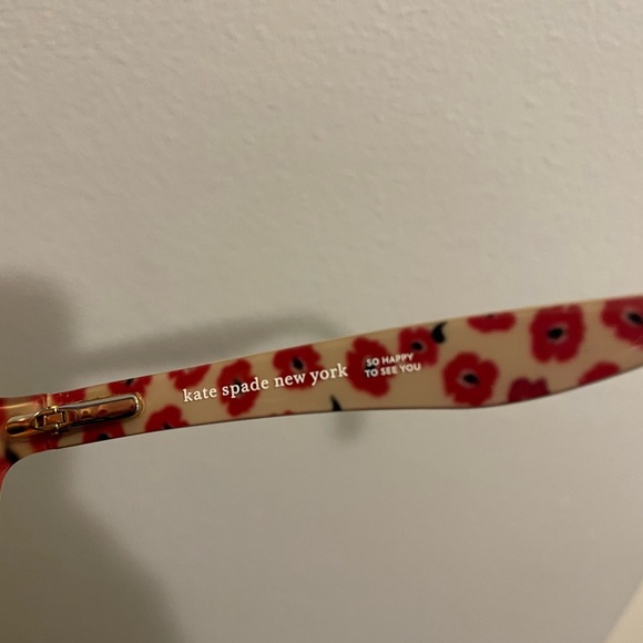 kate spade Cream Floral Print Eyeglass Temples with Red Accents - Picture 5 of 6